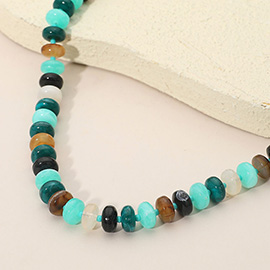 Chunky Multicolor Resin Flat Disc Beaded Necklace