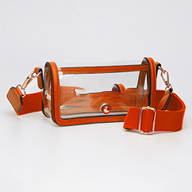 Transparent Rectangle Flap Crossbody Bag
