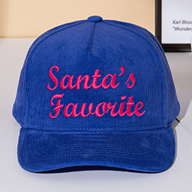 SANTAS FAVORITE Message Embroidered Five Panel Canvas Snapback Baseball Cap