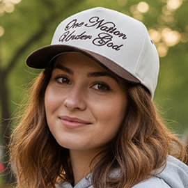 ONE NATION UNDER GOD Message Embroidered Five Panel Canvas Snapback Baseball Cap