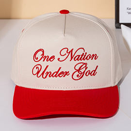 ONE NATION UNDER GOD Message Embroidered Five Panel Canvas Snapback Baseball Cap