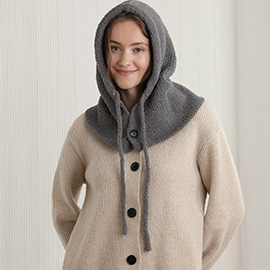 Cozy Drawstring Snood Balaclava Hooded Knit Scarf Hat