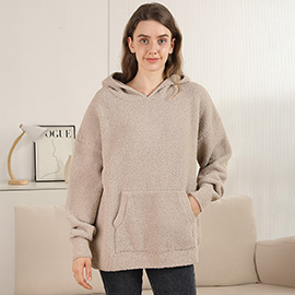 Cozy Solid Color Hooded Sweater with Pocket