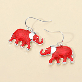 Enamel Elephant Dangle Earrings