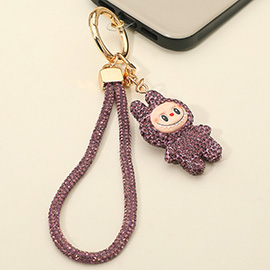 Bling Studded Monster Bunny Figure Phone Strap Keychain Bag Charm
