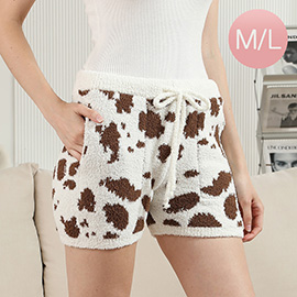 Cow Pattern Shorts with Pockets and String