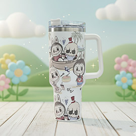 Monster Bunny Character Printed 40oz Stainless Steel Tumbler with Handle