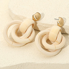 Bold Wooden Interlocking Knot Dangle Earrings