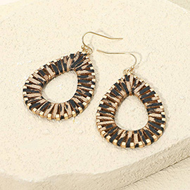 Raffia Wrapped Teardrop Dangle Earrings