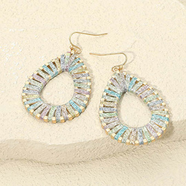 Raffia Wrapped Teardrop Dangle Earrings