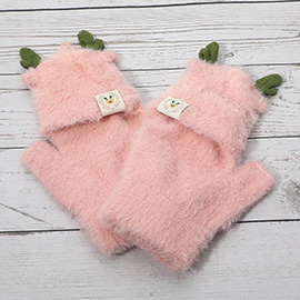 Fuzzy Reindeer Ear Fingerless Flap Winter Gloves