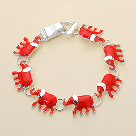 Enamel Elephant Link Magnetic Bracelet
