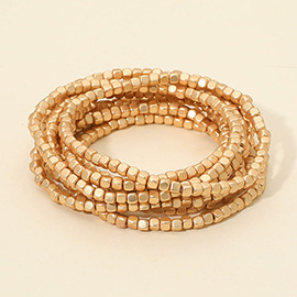 9PCS - Metallic Beaded Stretch Multi Layered Bracelets