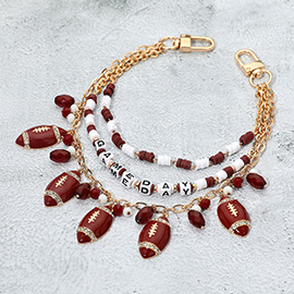 Football Charm Embellished GAME DAY Heishi Beaded Layered Bag Charm