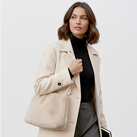 Solid Faux Fur Mini Handbag Shoulder Bag