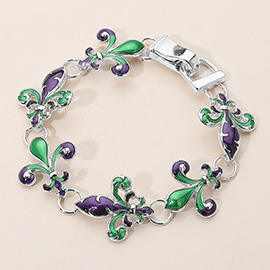 Enamel Fleur de Lis Link Magnetic Bracelet