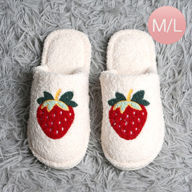 Cozy Strawberry Embroidered Indoor Floor Slippers