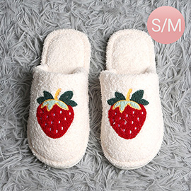 Cozy Strawberry Embroidered Indoor Floor Slippers