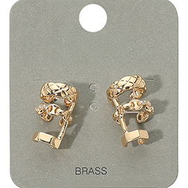 Stone Paved Triple Hoop Cuff Earrings