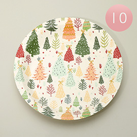 10PCS - Holiday Christmas Tree Pattern Paper Plates