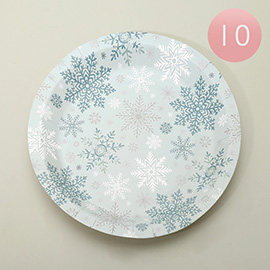 10PCS - Holiday Snowflake Pattern Paper Plates
