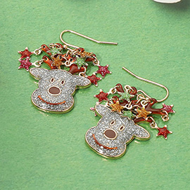 Glitter Reindeer Dangle Earrings