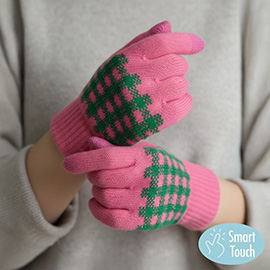 Holiday Plaid Pattern Smart Touch Winter Gloves