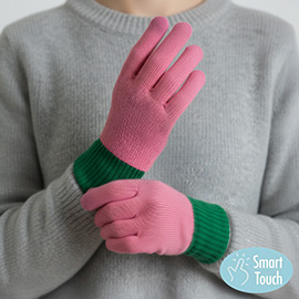 Two Toned Knit Smart Touch Gloves