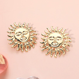 Metal Sun Face Earrings
