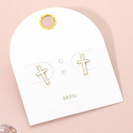 Enamel Mini Cross Stud Earrings