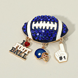 Bling Studded Football Pin Brooch