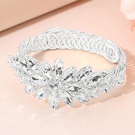 Marquise Floral Stone Cluster Adjustable Evening Bracelet