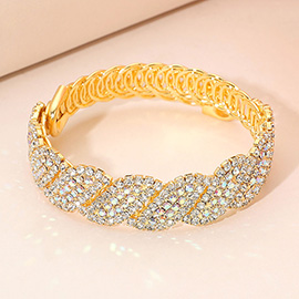 Rhinestone Paved Twisted Adjustable Evening Bracelet