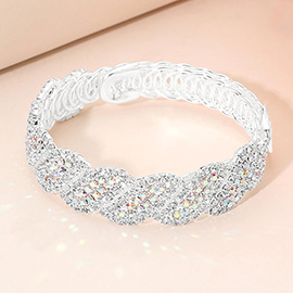 Rhinestone Paved Twisted Adjustable Evening Bracelet