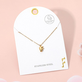 -F- Stainless Steel Monogram Pendant Necklace