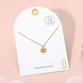 -O- Stainless Steel Monogram Pendant Necklace