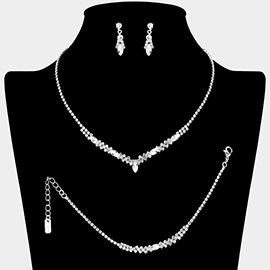 Marquise Stone Cluster Accent Rhinestone Paved Jewelry Set