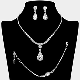 Teardrop Stone Pendant Rhinestone Paved Necklace