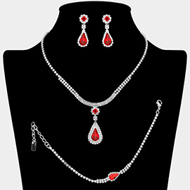 Teardrop Stone Pendant Rhinestone Paved Necklace