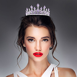 Marquise Stone Cluster Embellished Royal Crown Princess Tiara