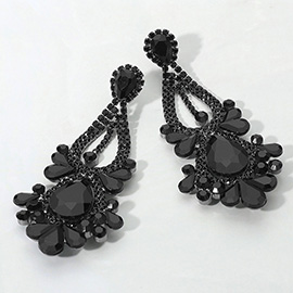 Teardrop Stone Cluster Statement Evening Earrings