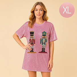Sequin Nutcracker Holiday Long Party Shirt
