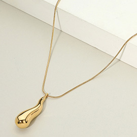 18K Gold Dipped Stainless Steel Teardrop Pendant Necklace