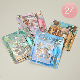 24 SET OF 2 - Cartoon Character Printed Note Pen Sets