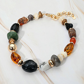 Chunky Resin Pebble Beaded Statement Necklace