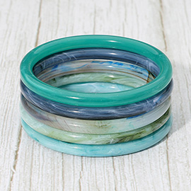 5PCS - Marbled Resin Stackable Multi Layered Bangle Bracelets