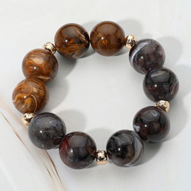 Chunky Marbled Round Beaded Stretch Bracelet