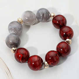 Chunky Marbled Round Beaded Stretch Bracelet