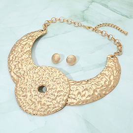 Hammered Metal Statement Collar Necklace