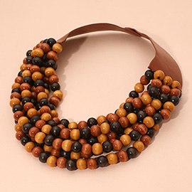 Multilayer Wooden Beaded Magnetic Collar Necklace